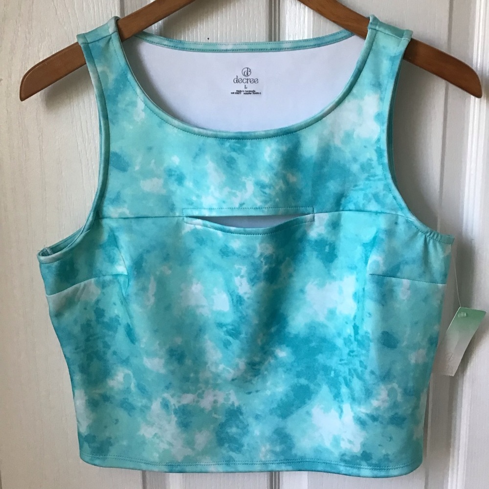 DECREE: crop/halter top aqua green tie-dye Size L